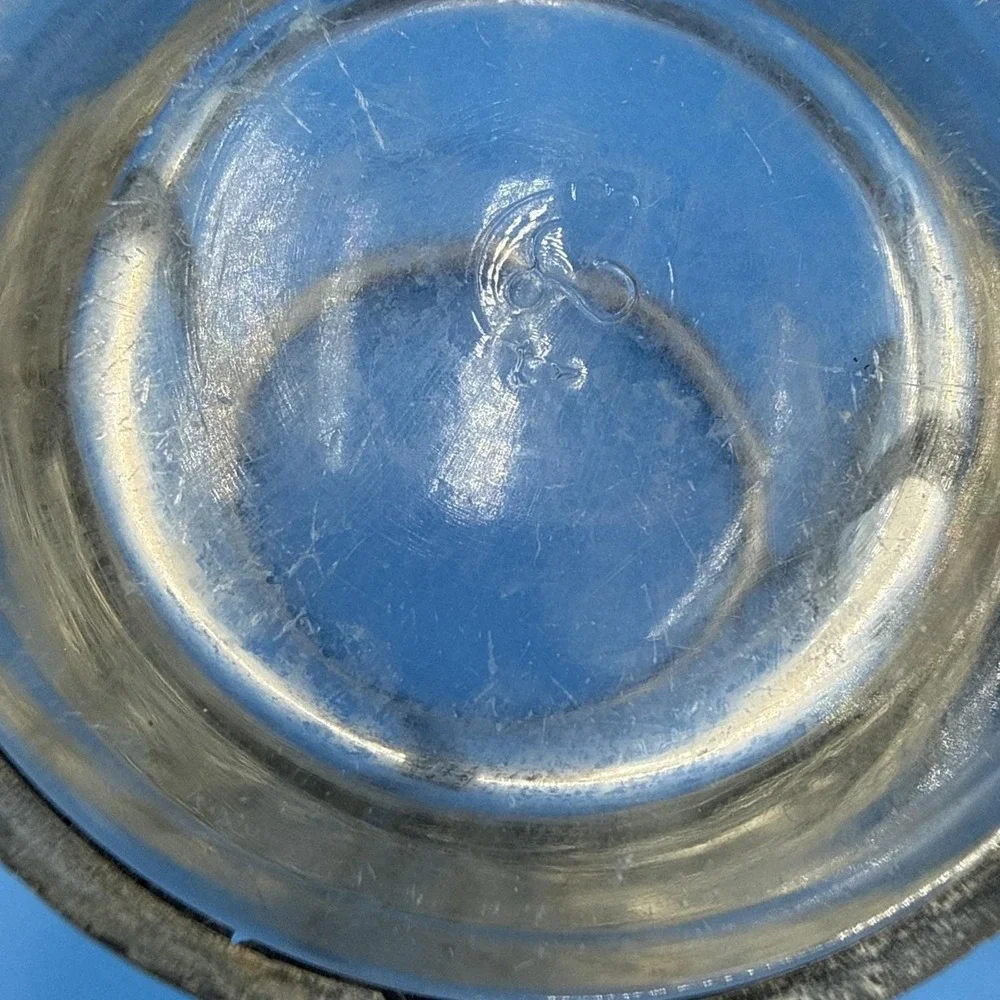 VTG Etched Rose Glass Powder Jar Vanity Box Metal Frame